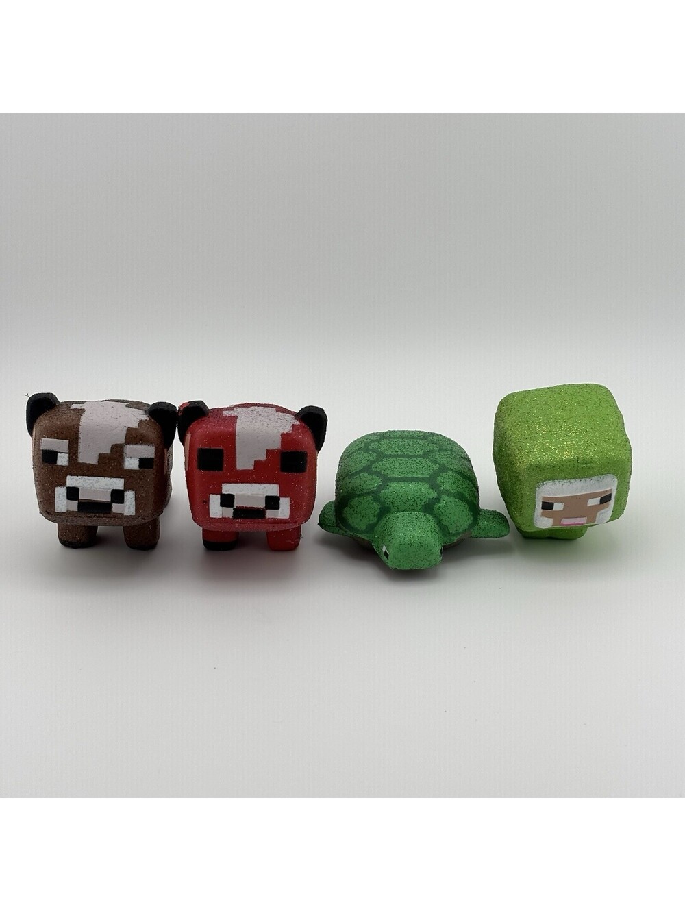 Minecraft SquishMe Figure Lot Turtle Sheep Mooshroom Cow Squishy Toys